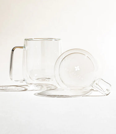 Branded Double Walled Glass Teacup with Handle